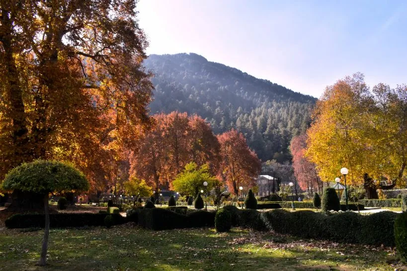 Mughal gardens in Jammu and Kashmir in november