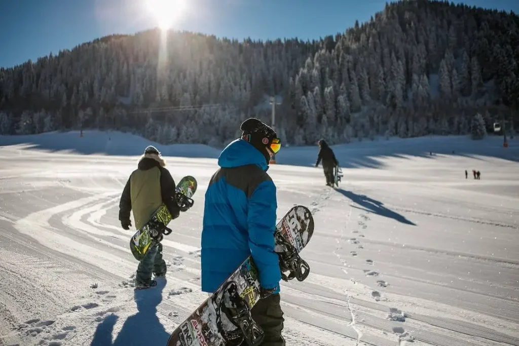 Slide down the snow when skiing