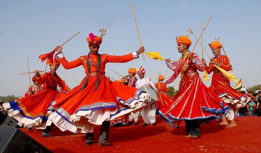 Traditional Rajasthani folk music and dance performance