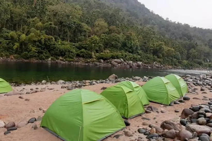 Camping along the banks of the Umngot River